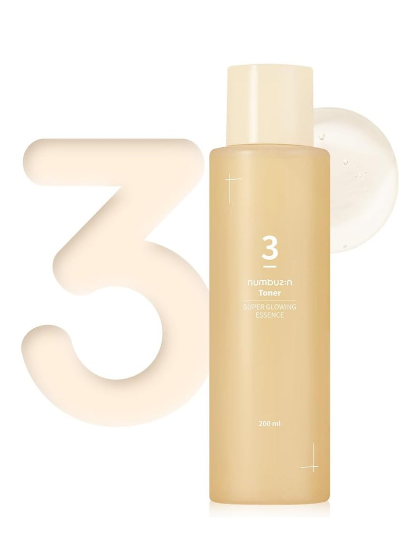 numbuzin No.3 Super Glowing Essence Toner | Fermented Ingredients, Niacinamide, Galactomyces, glowy skin radiance | Korean Skin Care for Face, 6.76 fl.oz