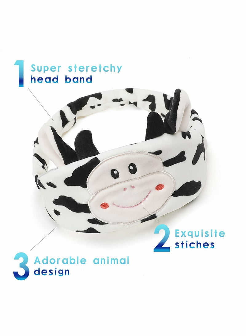 Travel Pillow for Kids and Adults Cute Animal Memory Foam Neck Pillow with Soft Fleece Cover and Eye Mask Set Airplane Pillow Travel Kit with Drawstring Organizer Bag Machine Washable (Cow)