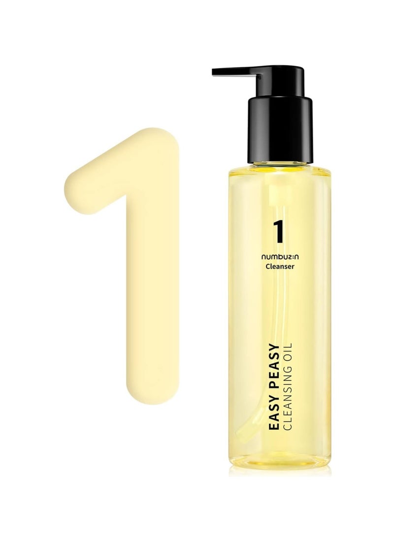 numbuzin No.1 Easy Peasy Cleansing Oil | Makeup Removing Facial Cleanser, Unclogs Pores, Non-heavy, nature-derived ingredients | Korean Skin Care for Face, 6.76 fl oz