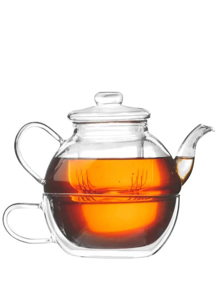 Microwave Safe Glass Teapot with Removable Glass Infuser for Loose Tea (0.6 Liter)