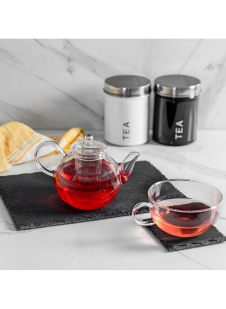 Microwave Safe Glass Teapot with Removable Glass Infuser for Loose Tea (0.6 Liter)