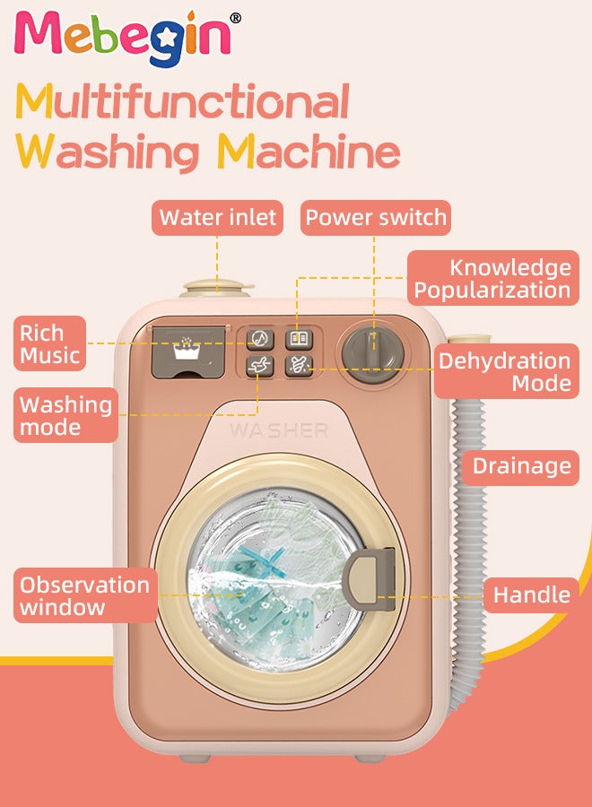 Pretend Play Household Toys Playset with Realistic Washing Machine, 6 Doll Dresses and 30cm Height Doll, Fun Laundry Set with Rich Accessaries, Creative Dress-up Toys, Ideal Gift for Kids