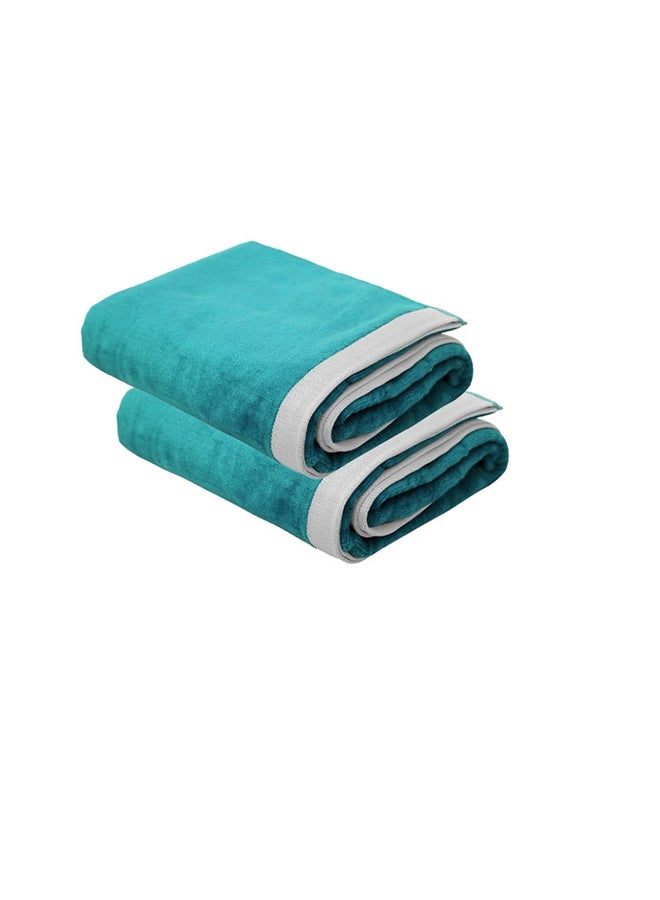 2 Piece Oversized Velour Luxury Beach Towel -Fluffy Velour Cotton 90 x 165 Cm-  450 GSM 100 % Cotton