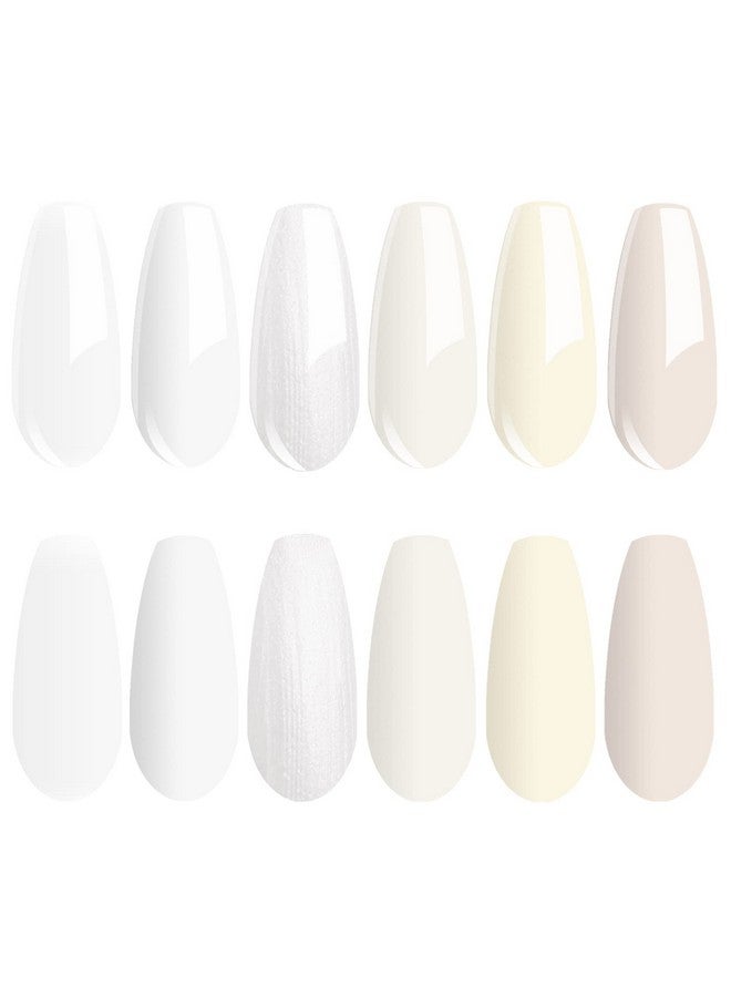 Milky White Gel Nail Polish Set Of 6 French White Cold White Colors Collection Uv Led Nail Gel Kit For Home Diy Nail Salon Manicure Nail Art Longlasting Varnish 8Ml