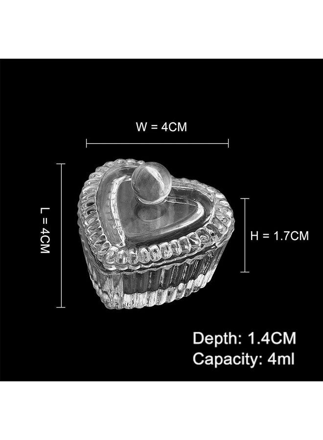 Crystal Sweet Heart Shape Acrylic Liquid Powder Glass Dappen Dish Glass Cup W Cap Lid Bowl For Acrylic Nail Art Transparent Kit (Clear)