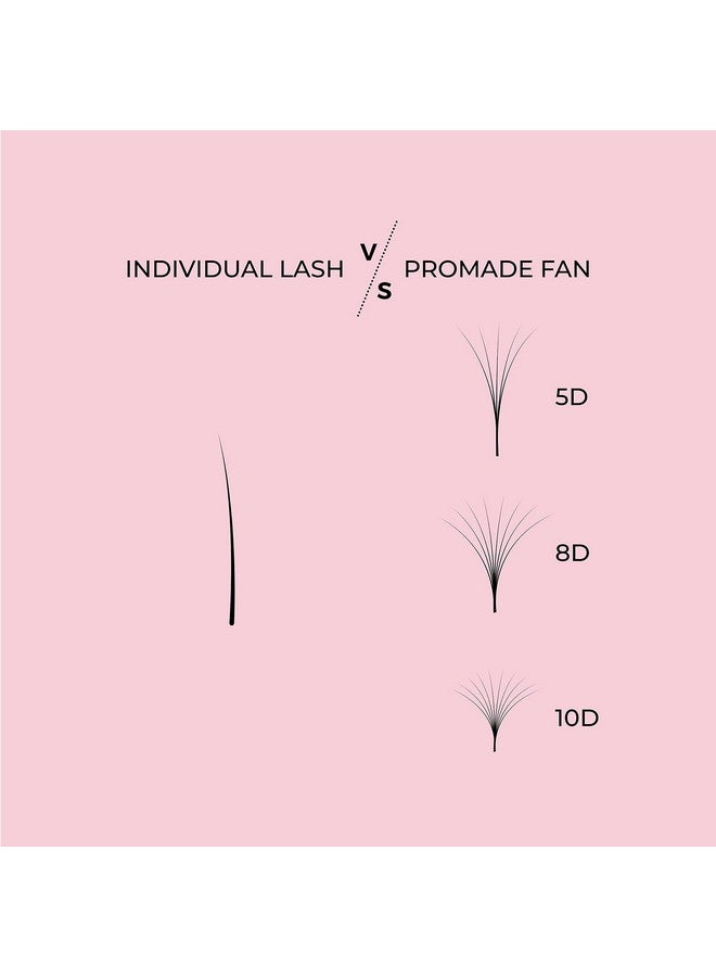 Promade Fans Handmade Volume Eyelashes Multi Selections From 3D To 16D C Cc D Dd L M Curl Thickness 0.03 ~ 0.1 Mm 8 20Mm Length Long Lasting Easy Application (10D0.03 Cc 14 Mm)