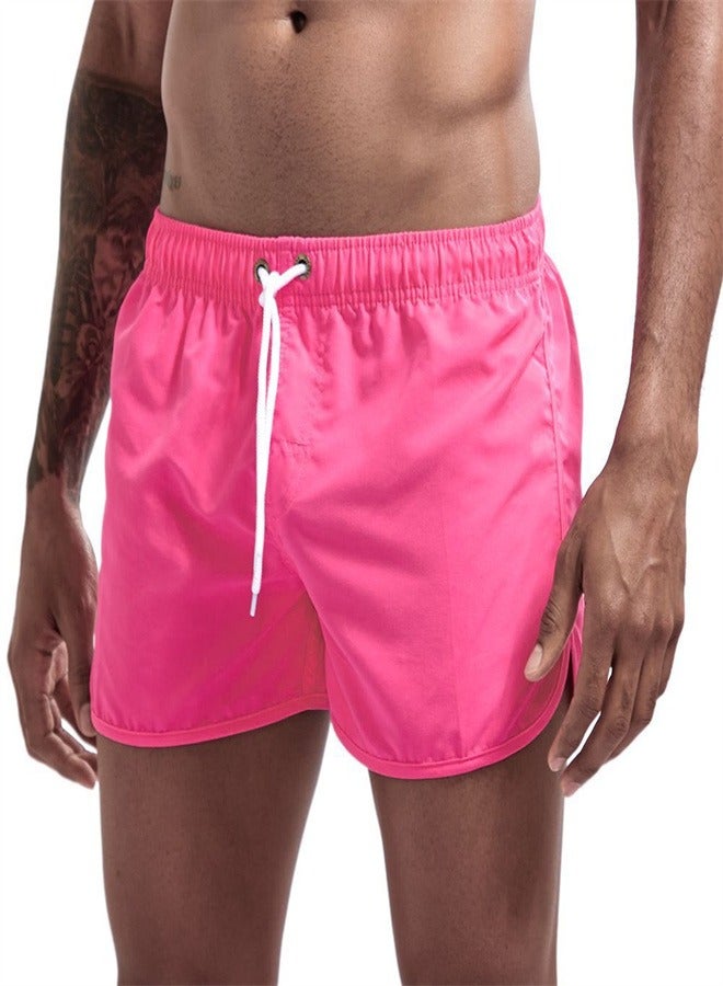 Beach Men's And Women's Quick Drying Sports And Fitness Summer Shorts Rose red,