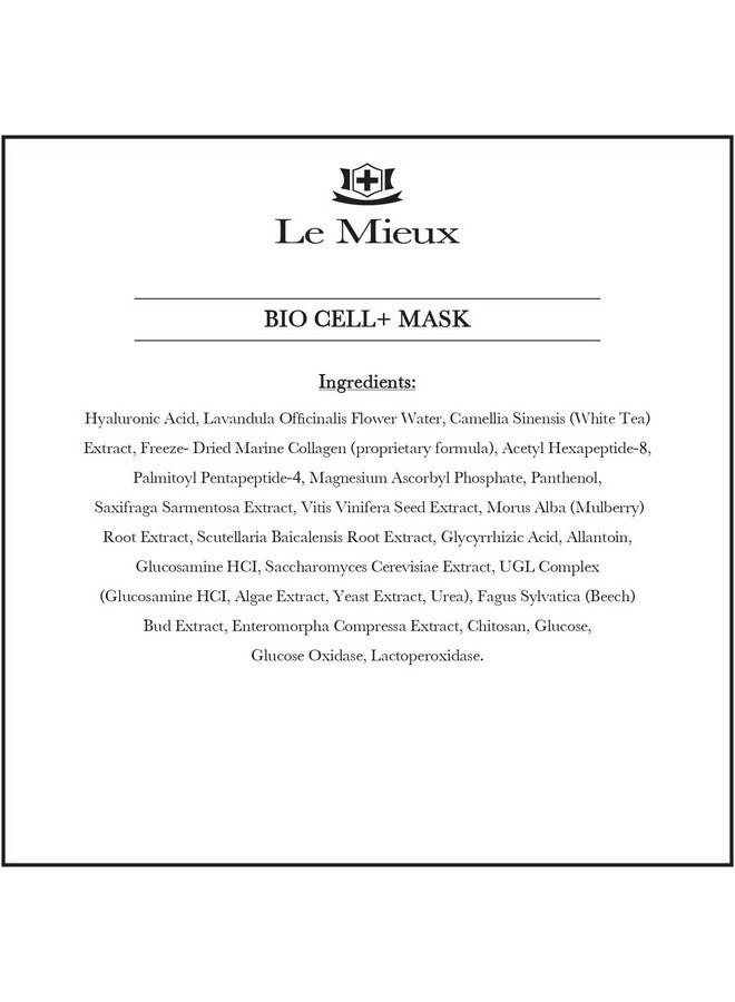Bio Cell+ Mask Marine Collagen & Peptide Brightening Serum Face Mask Antiaging Facial With Hyaluronic Acid No Parabens Or Sulfates (4 Sheet Masks)