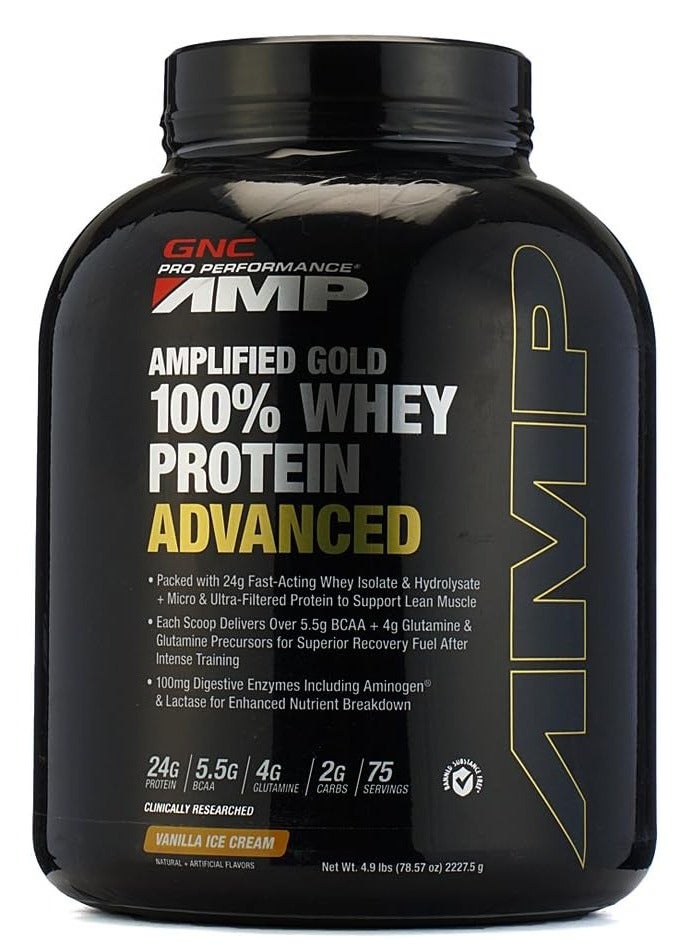 GNC PRO PERFORMANCE AMP GOLD SERIES 100% WHEY PROTEIN ADVANCED-VANILLA ICE CREAM