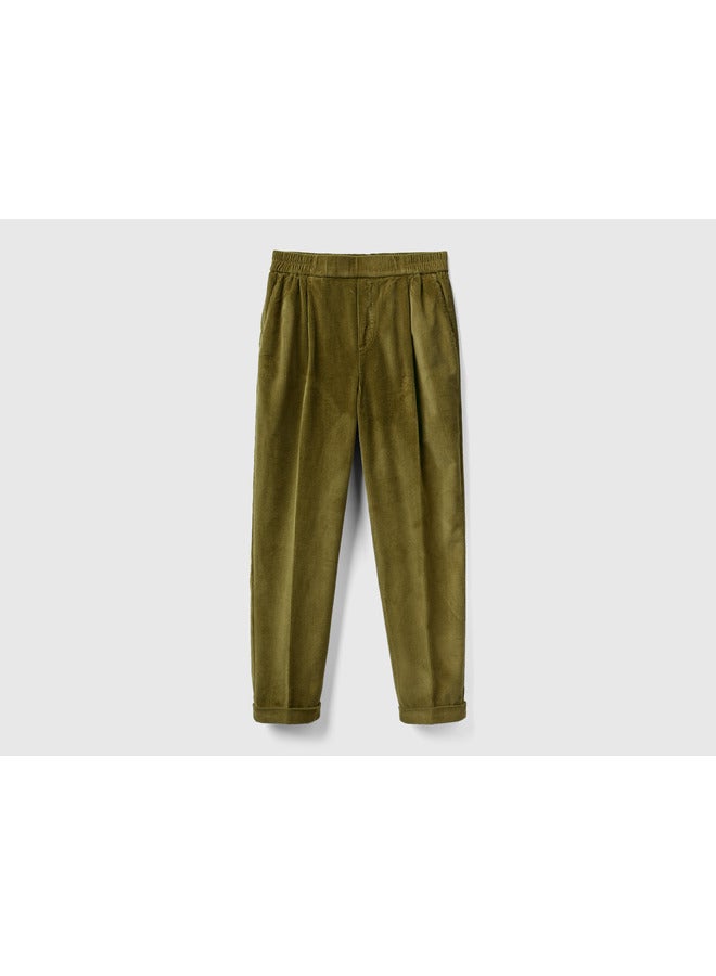 Chinos in velvet with stretch waist