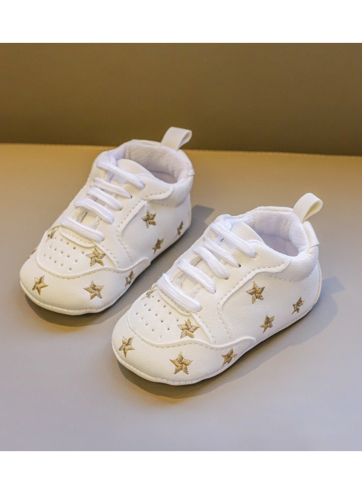 Soft-Soled Velcro Baby White Shoes For Boys And Girls