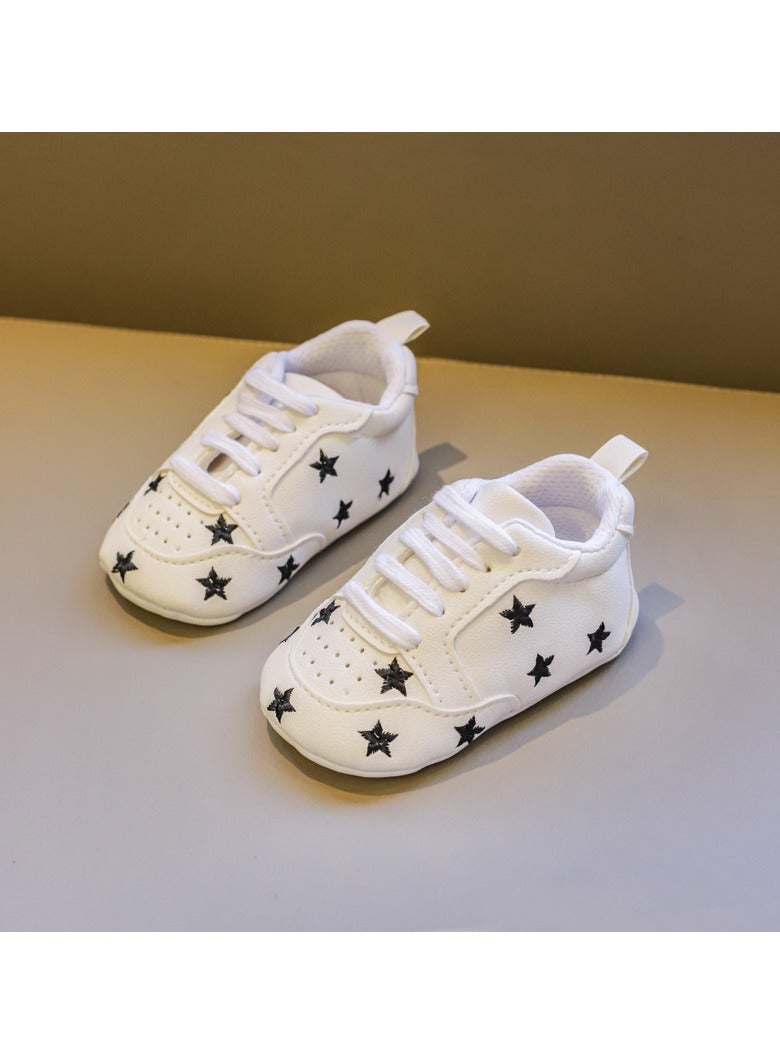 Soft-Soled Velcro Baby White Shoes For Boys And Girls