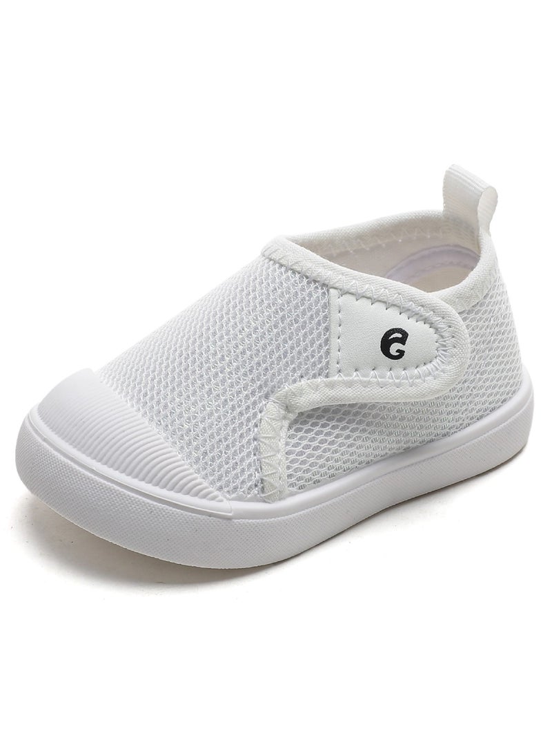 Soft-Soled Velcro Baby White Shoes For Boys And Girls