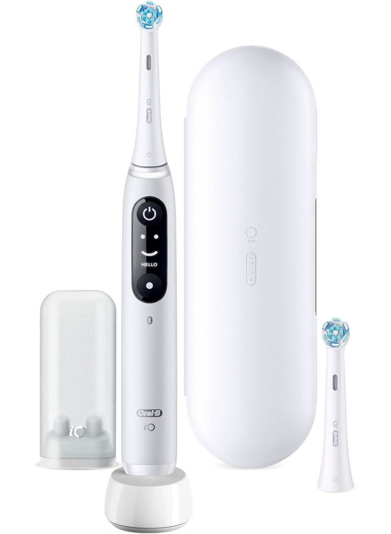 Oral B iO6 Series 6N Electric Rechargeable Toothbrush, Built with AI, Optimal Pressure Control, LED Interface, Bluetooth Connectivity, 5 Personalized Brush Modes – White