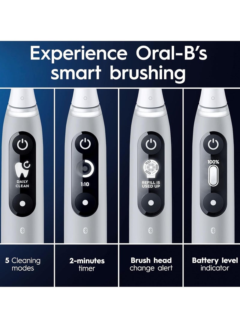 Oral B iO6 Series 6N Electric Rechargeable Toothbrush, Built with AI, Optimal Pressure Control, LED Interface, Bluetooth Connectivity, 5 Personalized Brush Modes – White