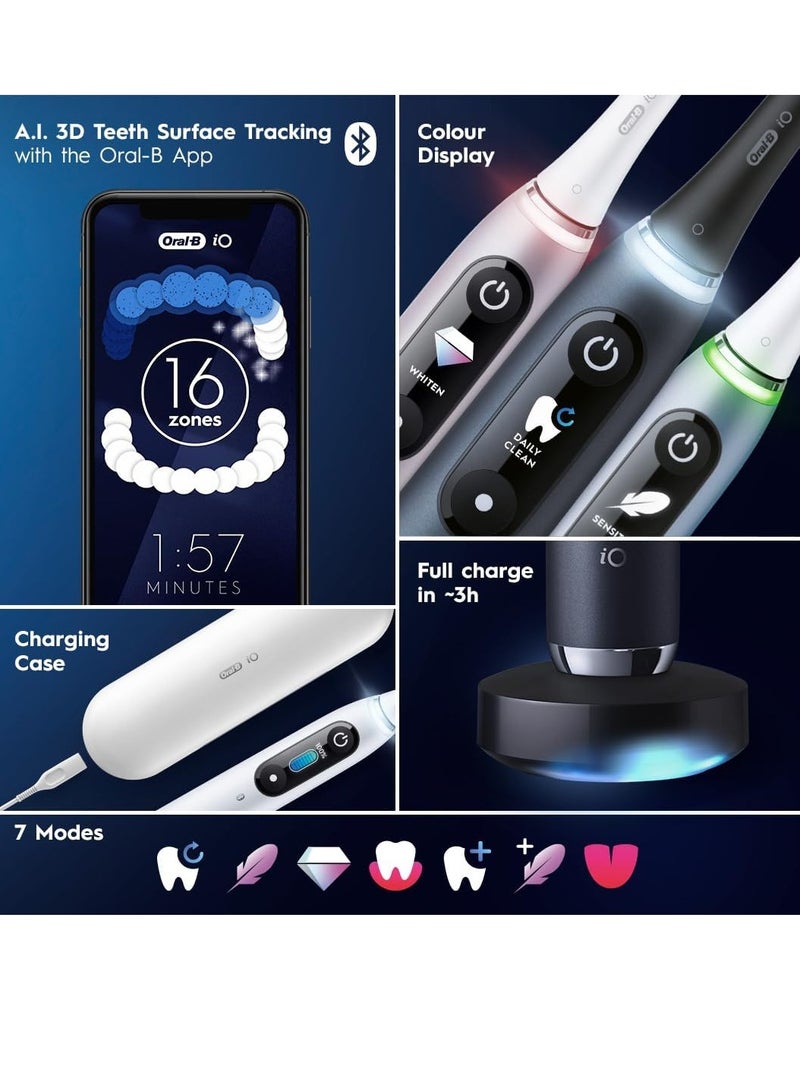 Oral-B iO Series 9 Special Edition Electric Toothbrush, 7 Cleaning Modes, Dental Care, Colour Display, Charging Travel Case & Beauty Bag, Black Onyx– Black