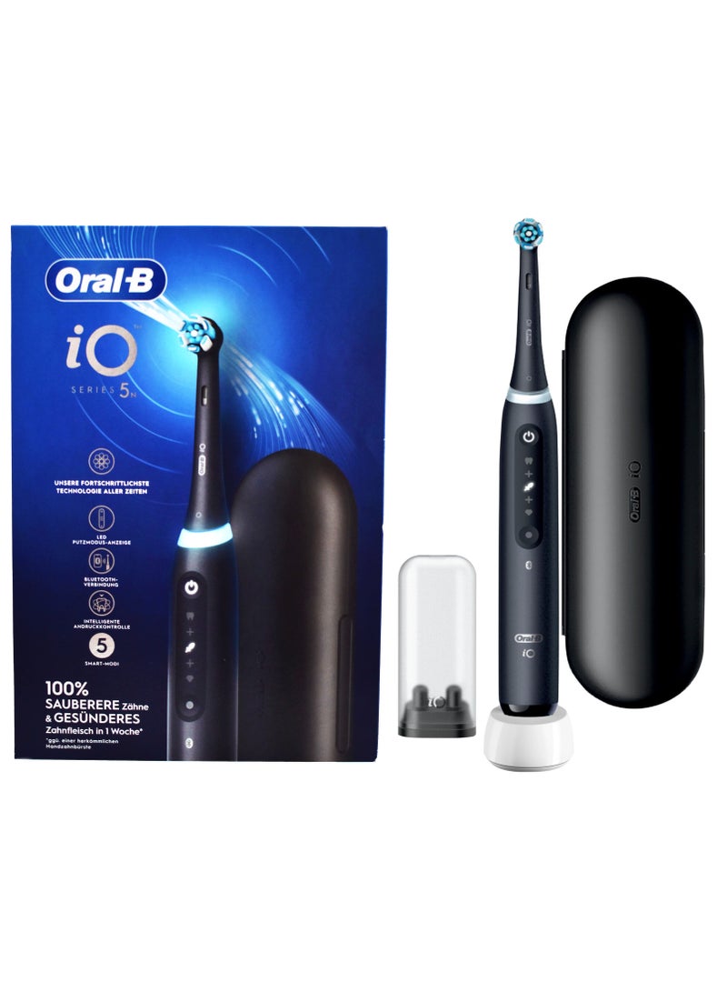 Oral B iO5 Series 5N Electric Rechargeable Toothbrush, Built with AI, Optimal Pressure Control, LED Interface, Bluetooth Connectivity, 5 Personalized Brush Modes – Black