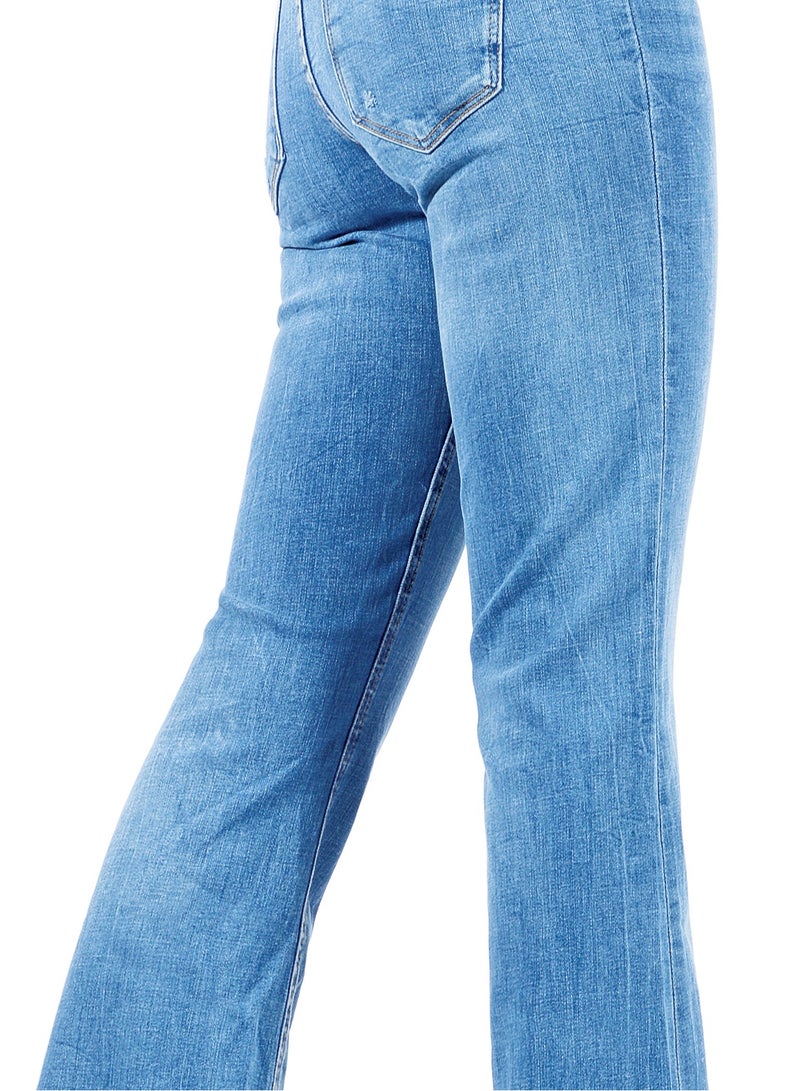 Web Denim High Waist Flare Jeans for Women - Stretchy Slim Fit Denim Pants