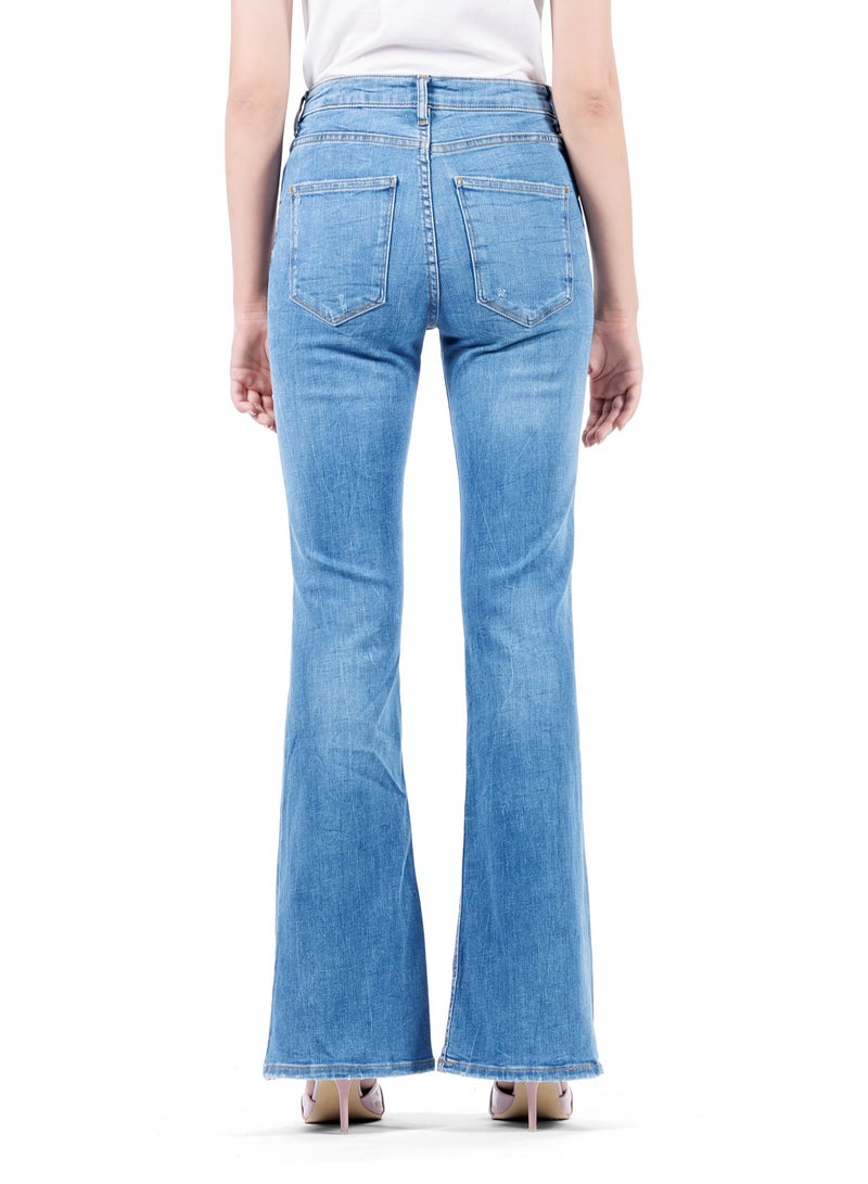 Web Denim High Waist Flare Jeans for Women - Stretchy Slim Fit Denim Pants