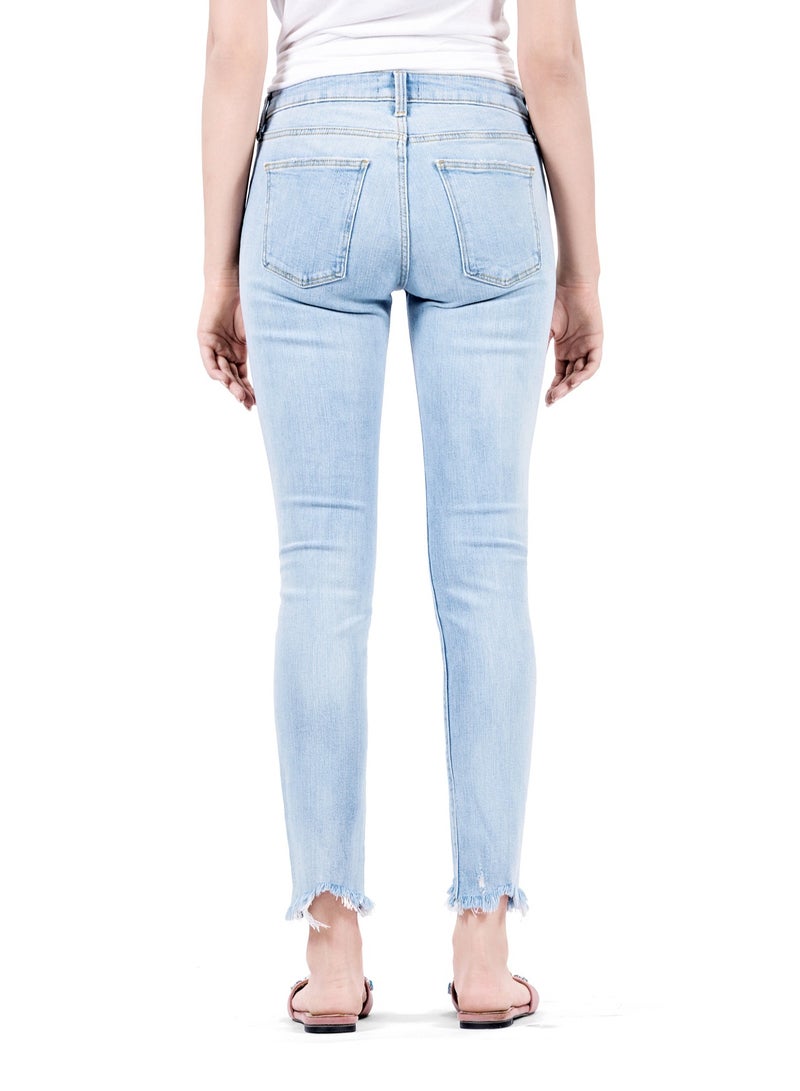 Web Denim Women's Stretchable Skinny Jeans - Distressed Ripped, Mid Rise, Ankle-Length