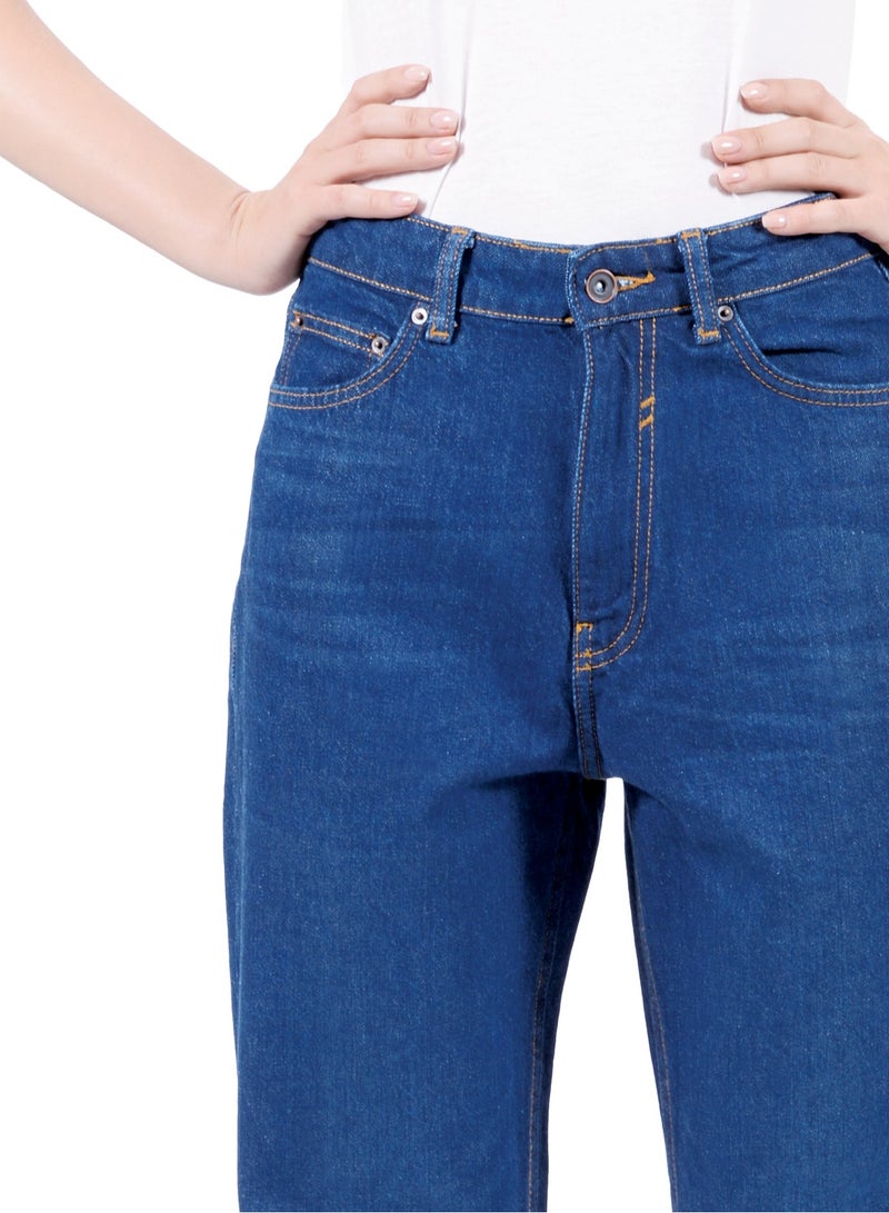 Web Denim Highwaist MOM Fit Jeans for Women – Stretchable & Straight Cotton Denim Pants