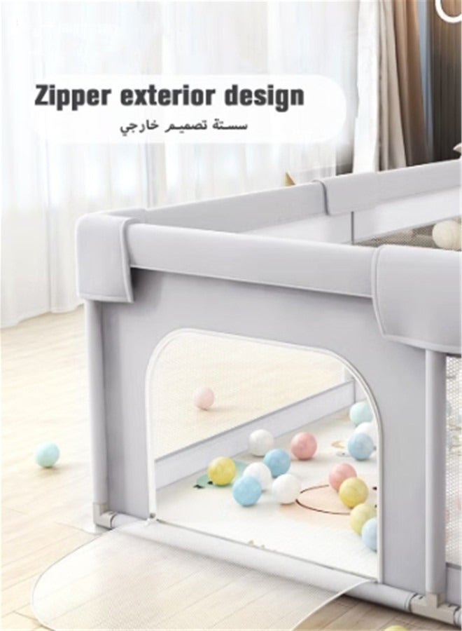 Baby Playpen With Safety Fence,Household Climbing Mat With 60 Sea Balls,Indoor Play Game Fence