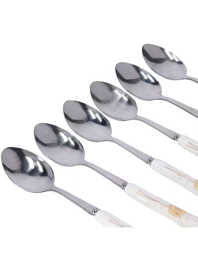 6-Piece Dinner Spoon Set White/Yellow
