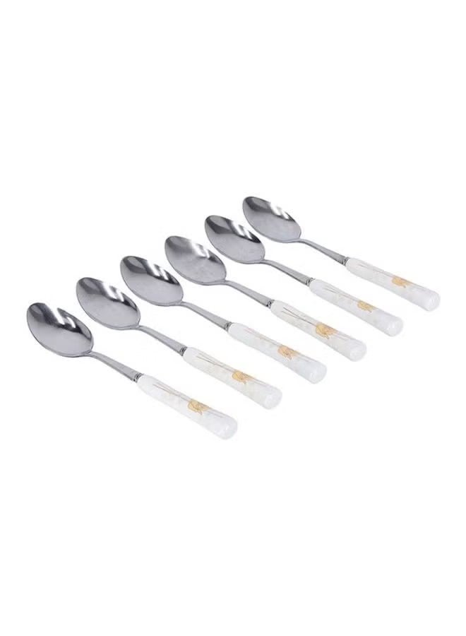 6-Piece Dinner Spoon Set White/Yellow