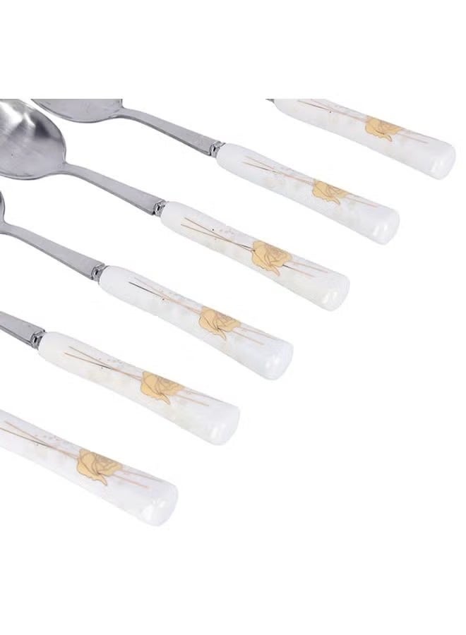 6-Piece Dinner Spoon Set White/Yellow