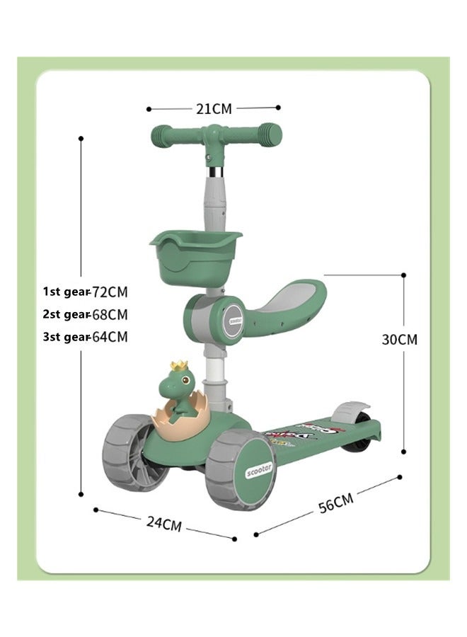 Kids Three Wheel Scooter With Light Up LED Wheels For Toddlers Girls & Boys, 3 Adjustable Height , Lean To Steer, Extra-wide Deck, Light Up Wheels For Children From 3-14 Years Old