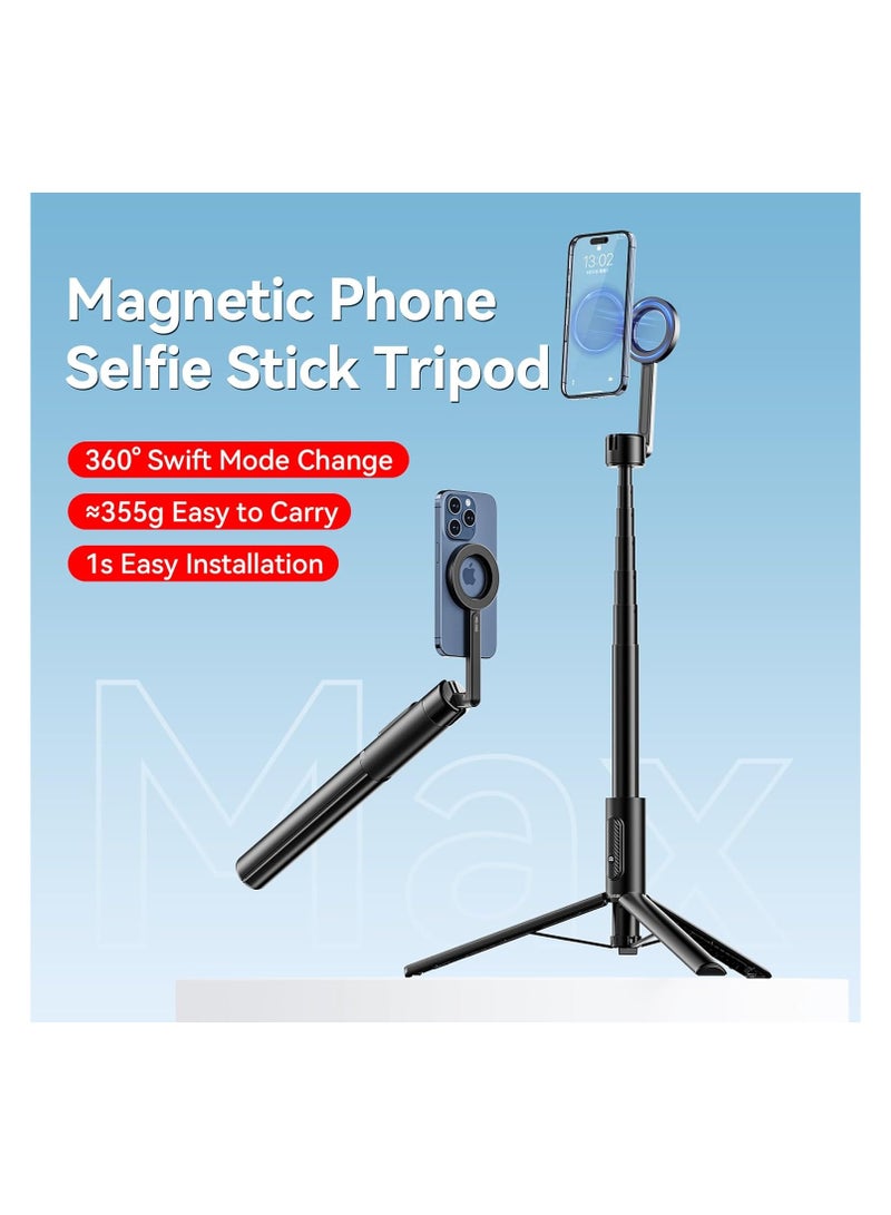 Magnetic Phone Selfie Stick Tripod with Remote for iPhone Magsafe - ULANZI MG-002 Flexible Cell Phone Tripod Stand 52N Magnet Portable Vlog Video Mount Compatible with iPhone