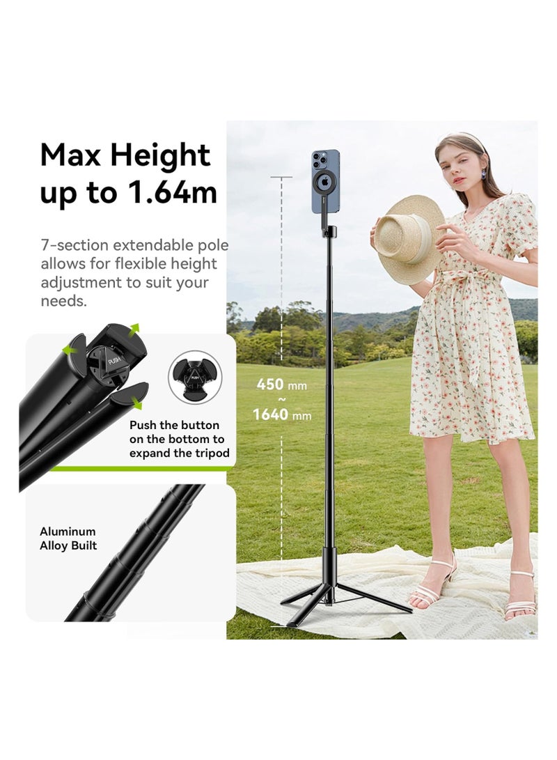 Magnetic Phone Selfie Stick Tripod with Remote for iPhone Magsafe - ULANZI MG-002 Flexible Cell Phone Tripod Stand 52N Magnet Portable Vlog Video Mount Compatible with iPhone