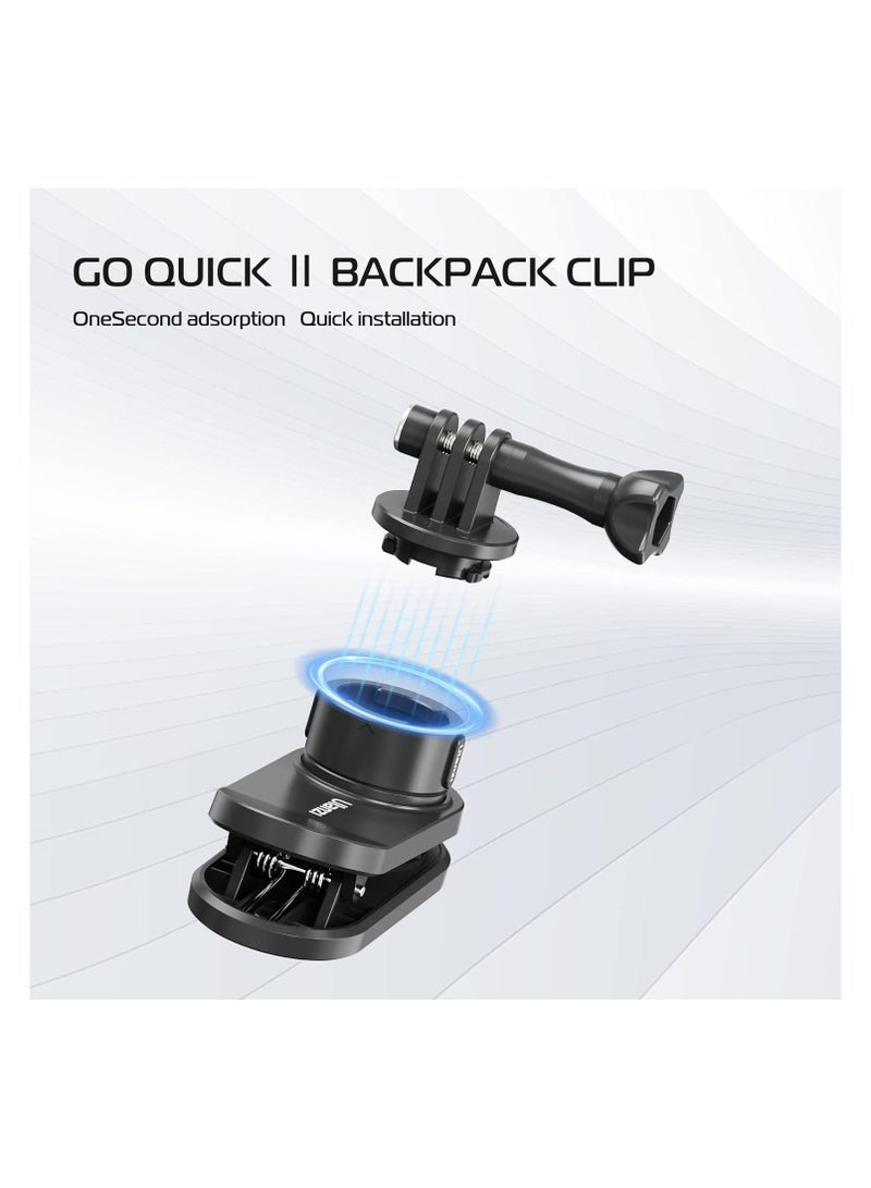 ULANZI CO62 Go Quick II Backpack Strap Mount – Quick-Release Shoulder Strap Clip for Action Cameras (GoPro, DJI, Insta360) – Hands-Free POV Mount for Travel, Hiking, Vlogging