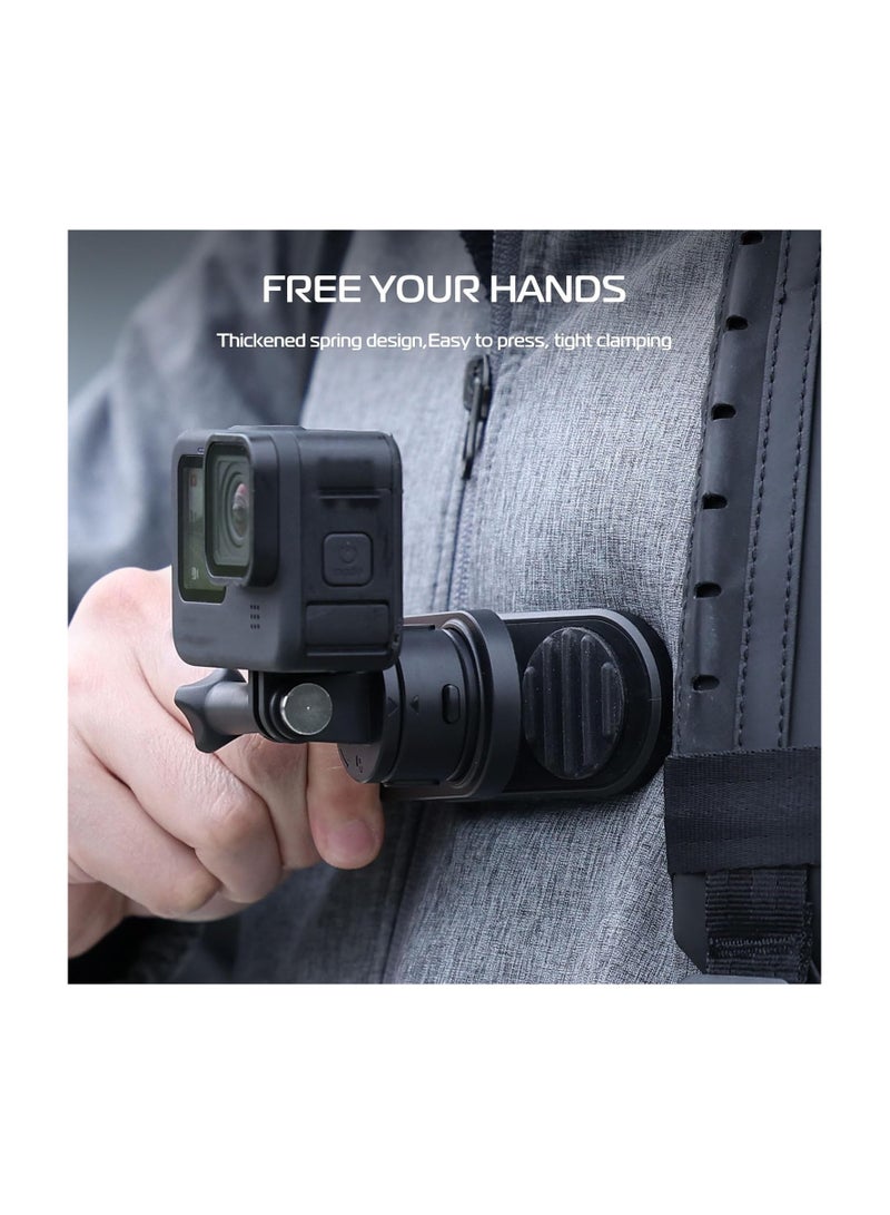 ULANZI CO62 Go Quick II Backpack Strap Mount – Quick-Release Shoulder Strap Clip for Action Cameras (GoPro, DJI, Insta360) – Hands-Free POV Mount for Travel, Hiking, Vlogging