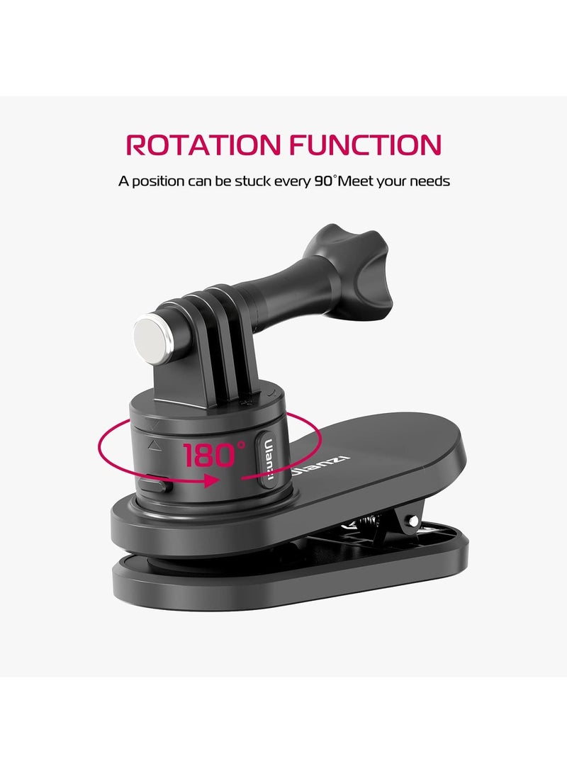 ULANZI CO62 Go Quick II Backpack Strap Mount – Quick-Release Shoulder Strap Clip for Action Cameras (GoPro, DJI, Insta360) – Hands-Free POV Mount for Travel, Hiking, Vlogging