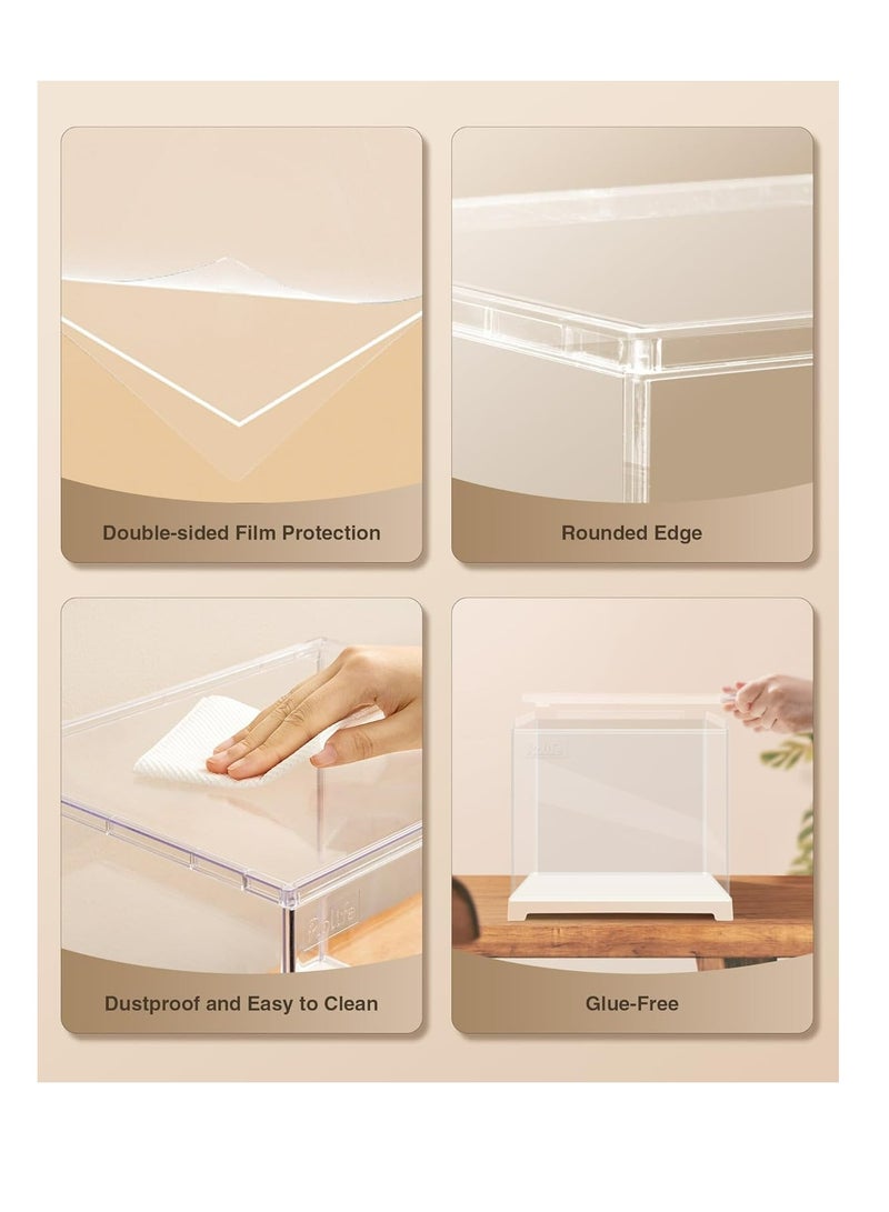 Rolife Miniature House Display Box Dust Cover DF03L  for Miniature House Building Sets, Stackable Acrylic Display Case with Door Dustproof Prevention (10.6x8.6x8.5inch)