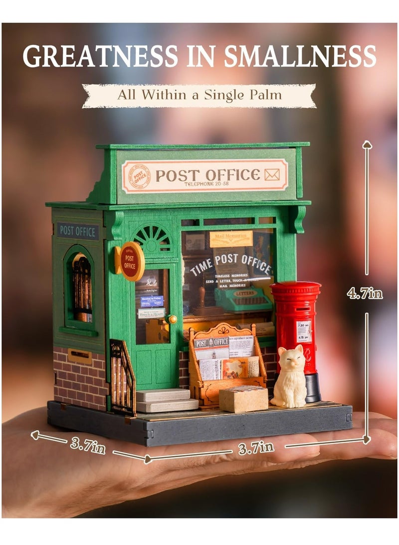 Rolife Century Post Office 3D Wooden Puzzle DIY Miniature House Kit DS037 Decorative DIY Crafts/Birthday Gifts/Home Decor For Girls&Boys Teens&Adults