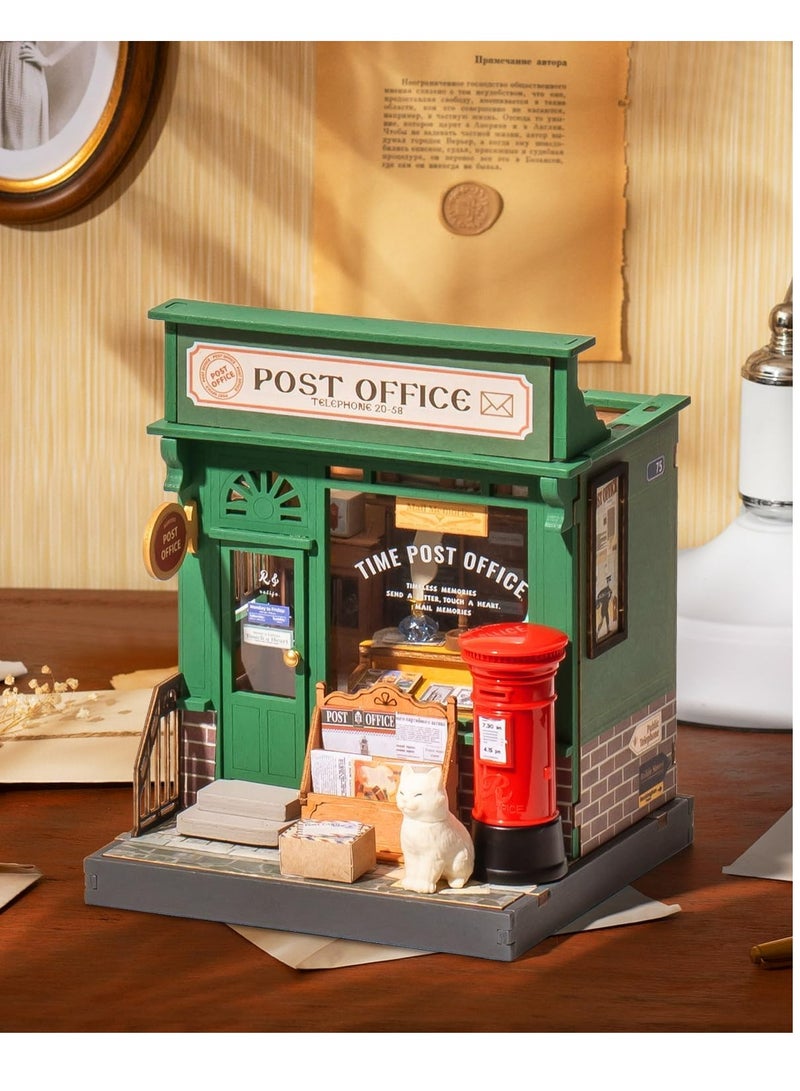 Rolife Century Post Office 3D Wooden Puzzle DIY Miniature House Kit DS037 Decorative DIY Crafts/Birthday Gifts/Home Decor For Girls&Boys Teens&Adults