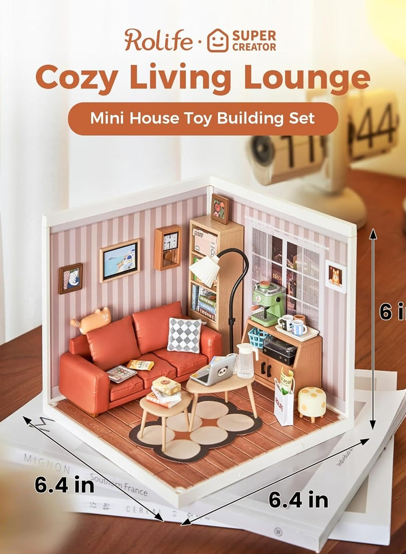 Rolife Cozy Living Lounge DIY Plastic Miniature House DW007 Decorative DIY Crafts/Birthday Gifts/Home Decor For Girls&Boys Teens&Adults