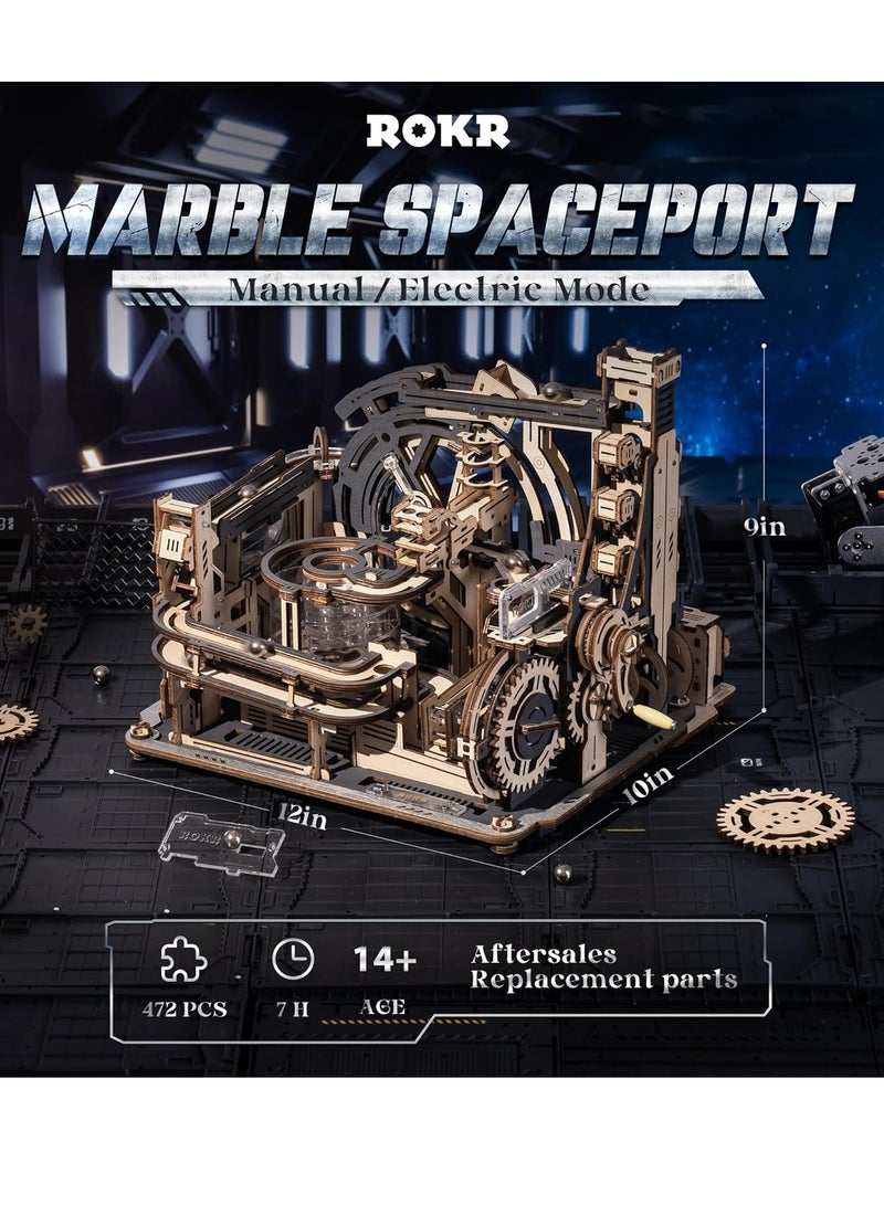 ROKR Marble Spaceport Marble Run 3D Wooden Puzzle LGC01Decorative DIY Crafts/Birthday Gifts/Home Decor For Girls&Boys Teens&Adults