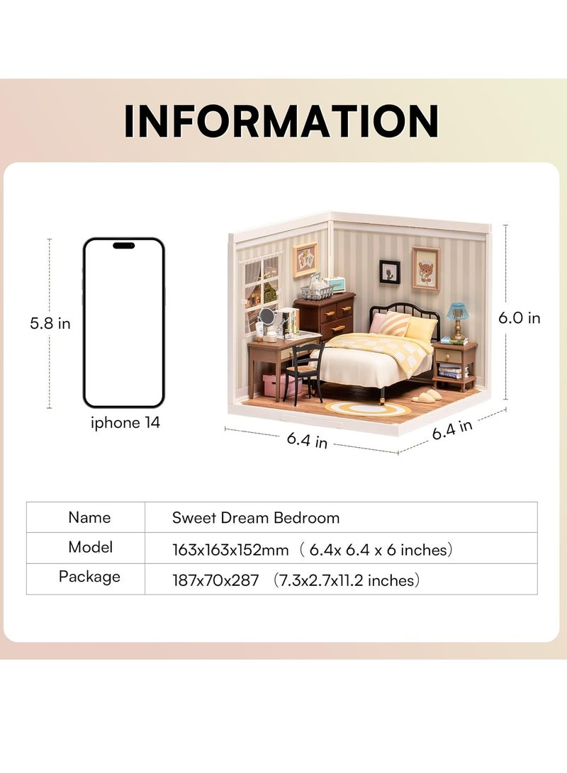 Rolife Sweet Dream Bedroom DIY Plastic Miniature House DW009 Decorative DIY Crafts/Birthday Gifts/Home Decor For Girls&Boys Teens&Adults