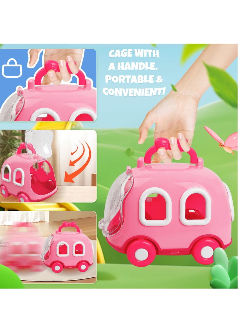 Hopping Bunny Toys for Girls, Electronic Jumping Rabbit with Wiggle Ears and Twitch Nose, Storage Cage and Accessories, Interactive Pet Gifts for Toddlers Ages 2-6