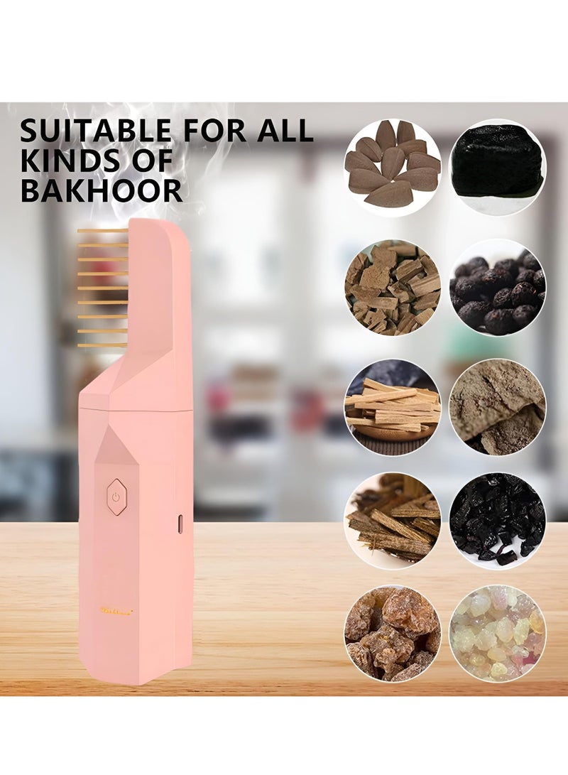 Electric Bukhoor Burner, Arabian Electronic Incense Burner 2 in 1, Usb Rechargeable Hair Comb Electric Bakhoor for Home, Incense Burner Aromatherapy Machine Muslim Ramadan Aroma Diffuser