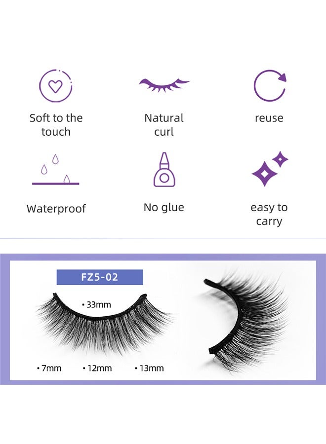 5 Pairs Self Adhesive False Eyelashes, Reusable Self Adhesive Eyelashes Natural Look, No Glue Needed, Self Sticking Fake Lashes, Fake Eyelashes Kit with Tweezers, False Eyelashes for Beginners