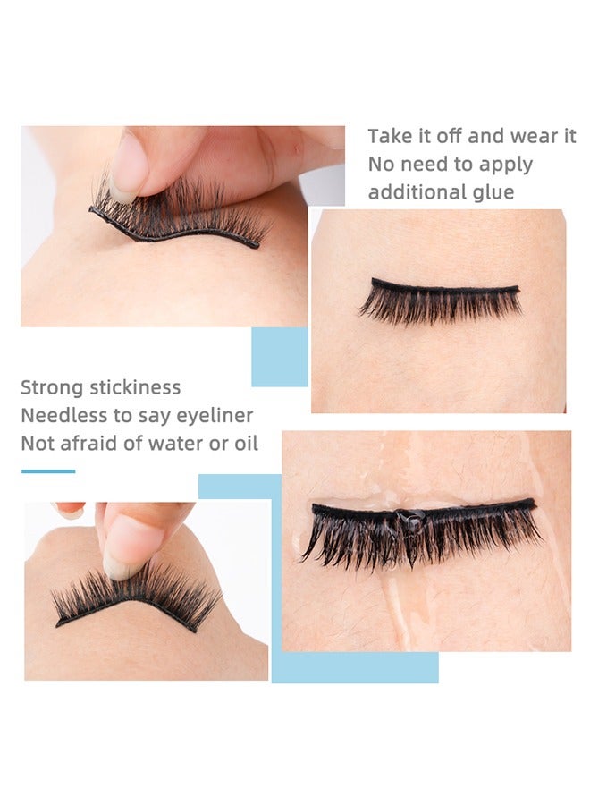 5 Pairs Self Adhesive False Eyelashes, Reusable Self Adhesive Eyelashes Natural Look, No Glue Needed, Self Sticking Fake Lashes, Fake Eyelashes Kit with Tweezers, False Eyelashes for Beginners