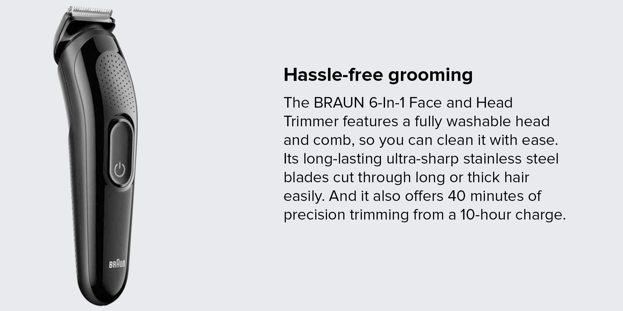 6-In-1 Face And Head Trimmer Black