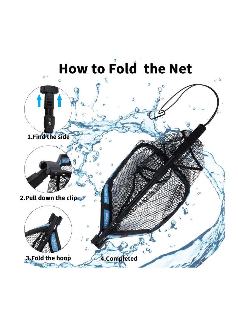 Telescopic Fishing Landing Net, 1m Pole Collapsible Extensible Net for Bird Fish Catch, Lightweight Portable Fishing Landing Net for Salmon Carp, Ponds Floating Objects, Fishing Gifts for Men