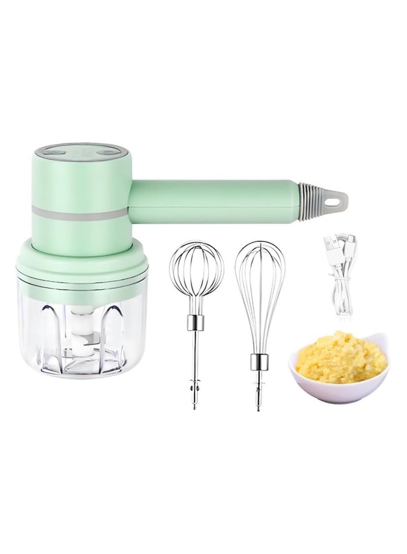 Wireless Hand Mixer Charging Handheld Electric Whisk Mini High Power Beater Baking Hand Held Mixer, Mini Food Chopper for Vegetable Onion Garlic Mincer | Portable Kitchen Blender (Multicolor)