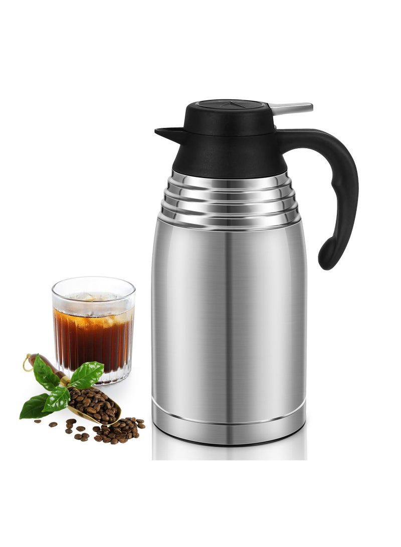 68oz Thermal Coffee Carafe, 12 Hours Hot Beverage Dispenser, Stainless Steel Insulated Vacuum Thermos Coffee Carafes For Keeping Hot/Cold, Travel Size Coffee Carafe Airpot, Tea, Water