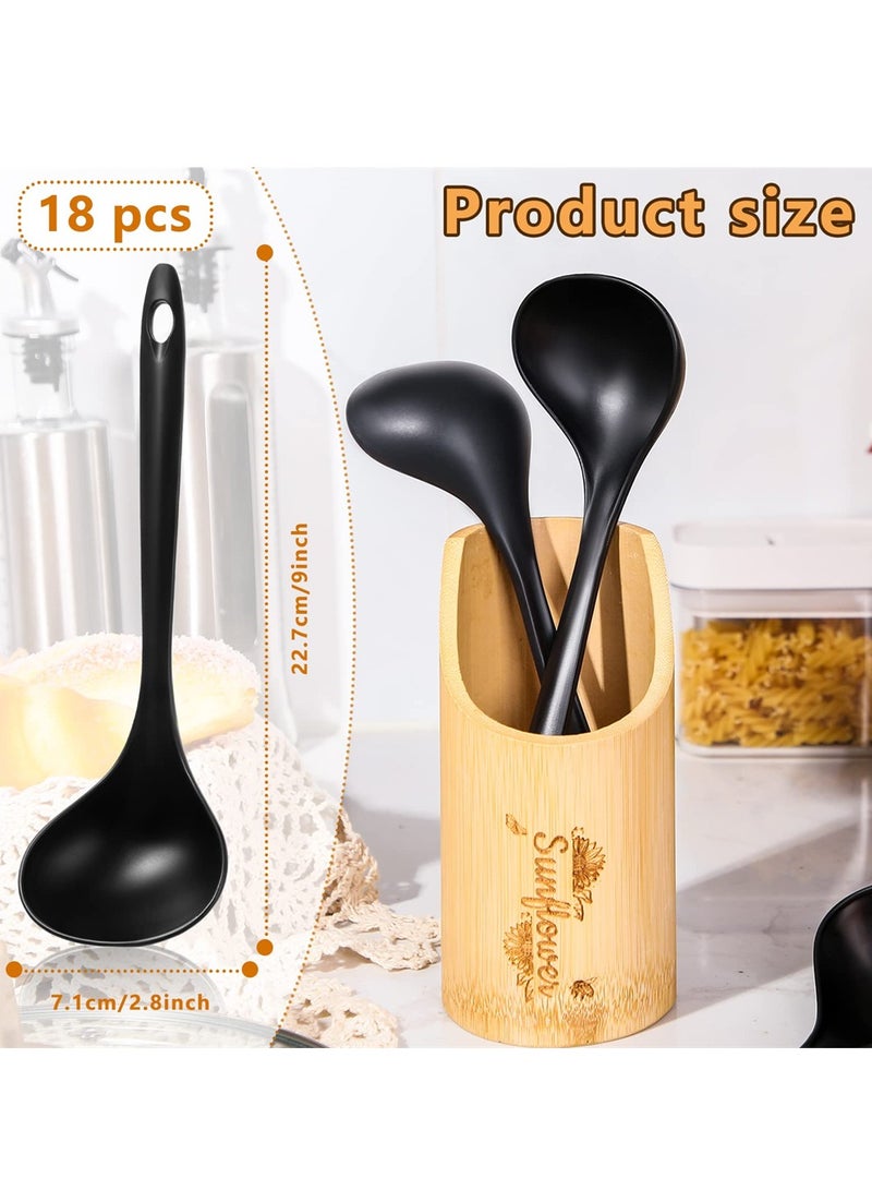 Serving Tablespoons, 18 Pcs Large Plastic Serving Spoons, Disposable Serving Spoons, Heavy Duty Serving Utensils Set, Reusable Spoons for Party Catering Buffet Dinner Soup, BPA Free, Black